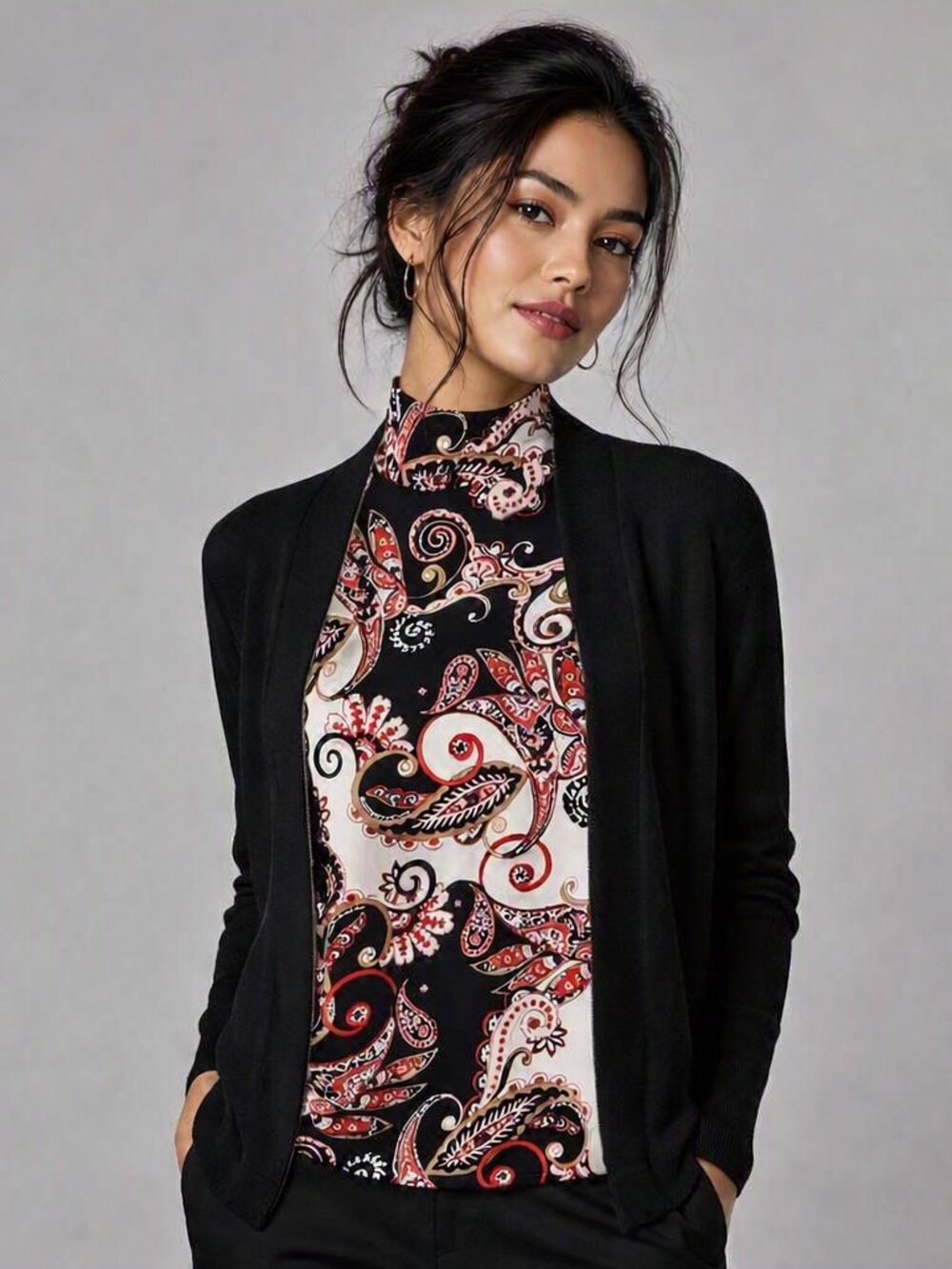 Chico’s Sleeveless Mock Neck Paisley Top | Chico's Size 1, US Size Medium